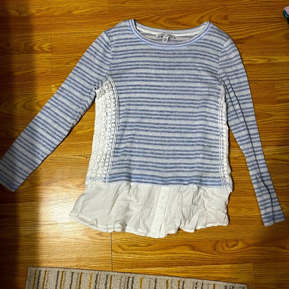 White and blue striped formal cami/shirt with lace detailing. Hardly worn. - Picture 1 of 1